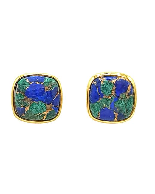 Harfi Blue Vermeil Plated Azurite And Malachite Stud Earrings