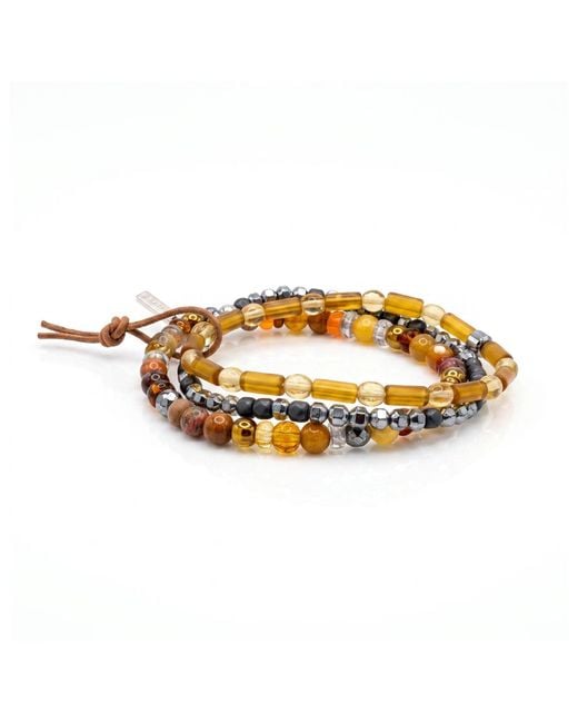Jaredjamin Metallic Cyrus Amber & Hematite Stackable Bracelet Set for men
