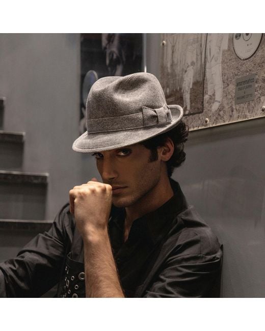 DORIA 1905 Gray Denim Fedora Hat for men