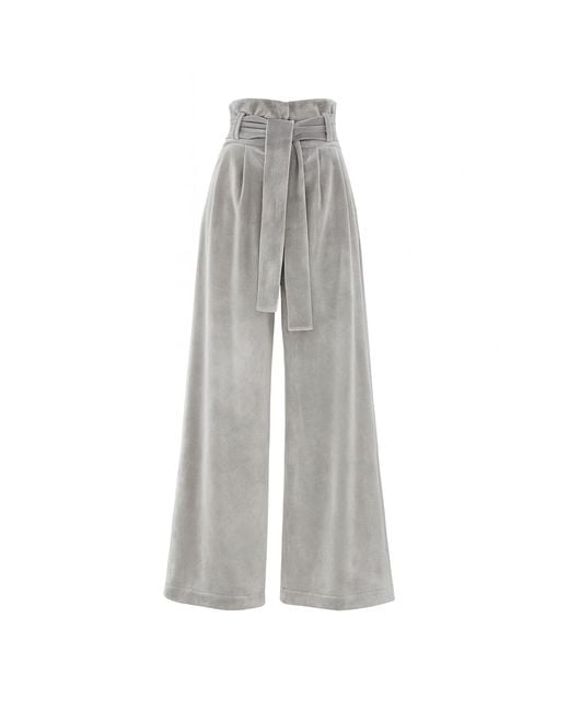 Julia Allert Gray Velvet High Waist Trousers