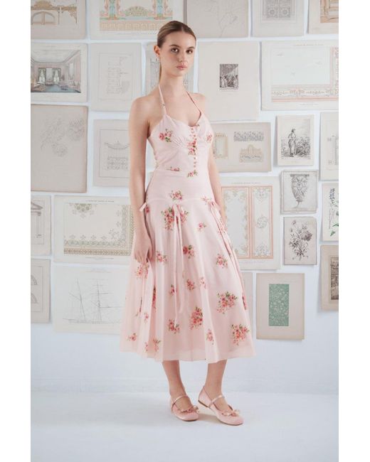 Georgette Pink Rosalie Floral Halter Midi Dress