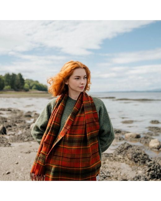 Araminta Campbell Ltd Red Autumn Woodland Walk Lambswool Shawl