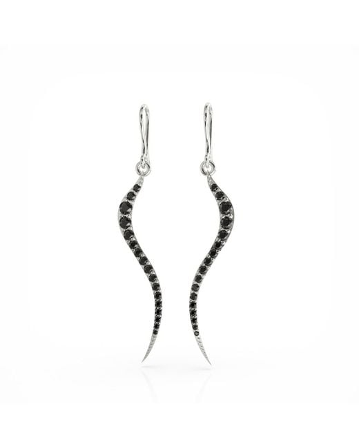 Linda Fiore Metallic Swirl Earrings With Onyx Cz