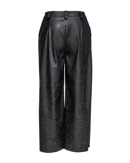 Conquista Black Dark Faux Leather Culottes