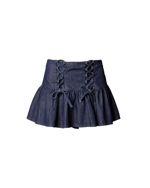 Love and Nostalgia Blue Niki Gathered Mini Skirt