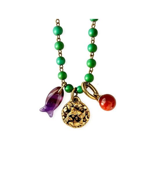 Persia Dona Jewelry Green Exotic Charms Necklace