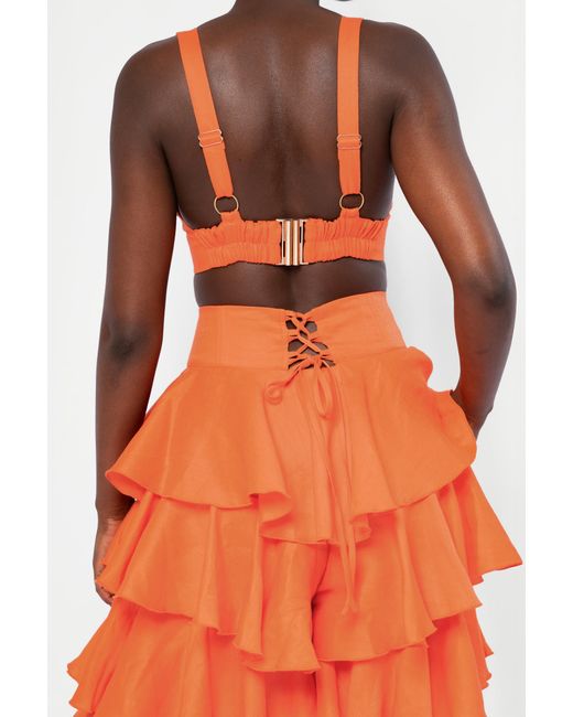 Ofuure Orange Linen Azure Bra Top