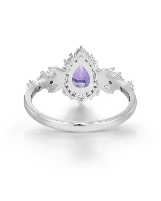 Azura Jewelry New York Purple Galactic Pear Cut Amethyst Ring Vermeil