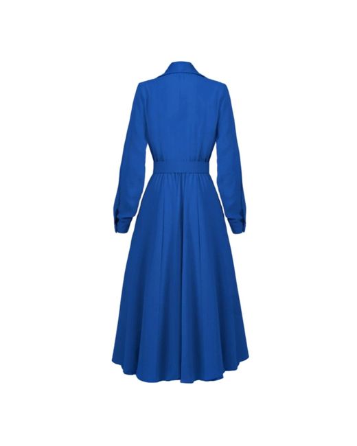 ALINA CERNĂTESCU Blue Patty Royal Sustainable Viscose Midi Dress With Pockets And Textile Belt