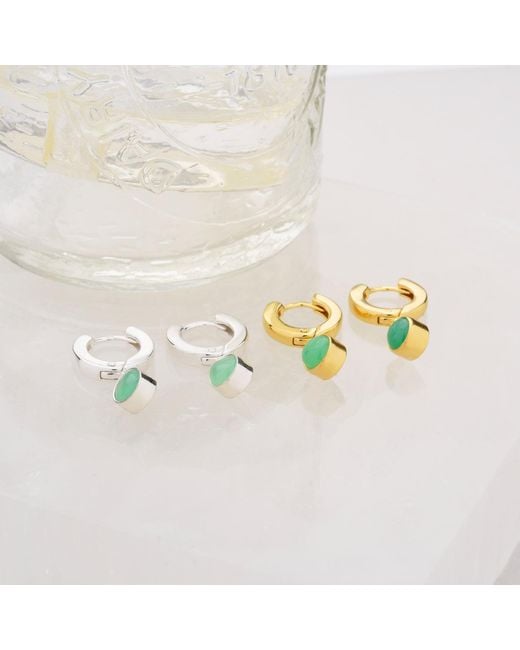 Nellou Jewellery Metallic Gem Hoop May Birthstone Earrings Plated Sterling