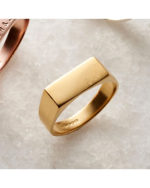 Posh Totty Designs Metallic Yellow Gold Plated Rectangle Signet Ring