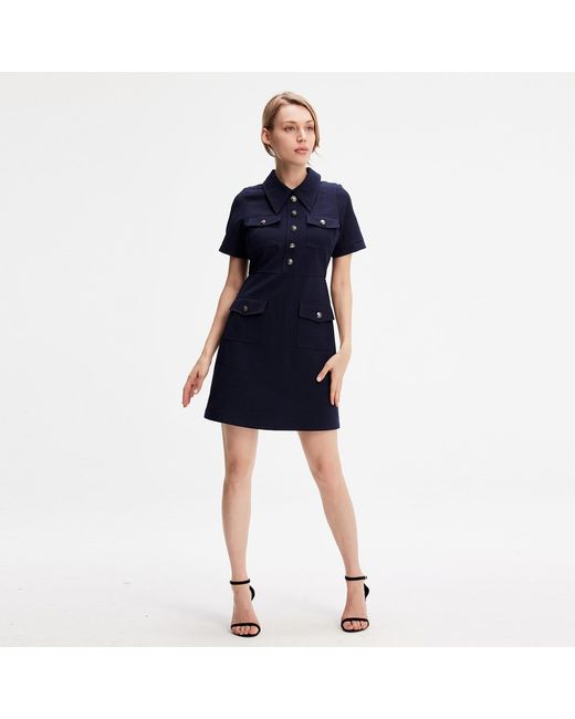 Smart and Joy Blue Safari Style Short Dress