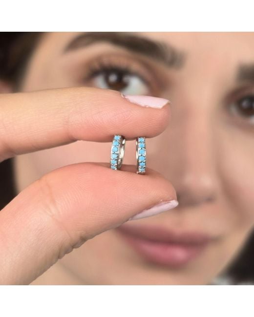Harfi Blue December Birthstone Small Huggie Hoops