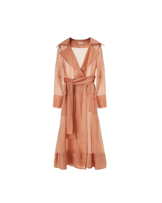 Lita Couture Brown See Through Organza Trench Coat