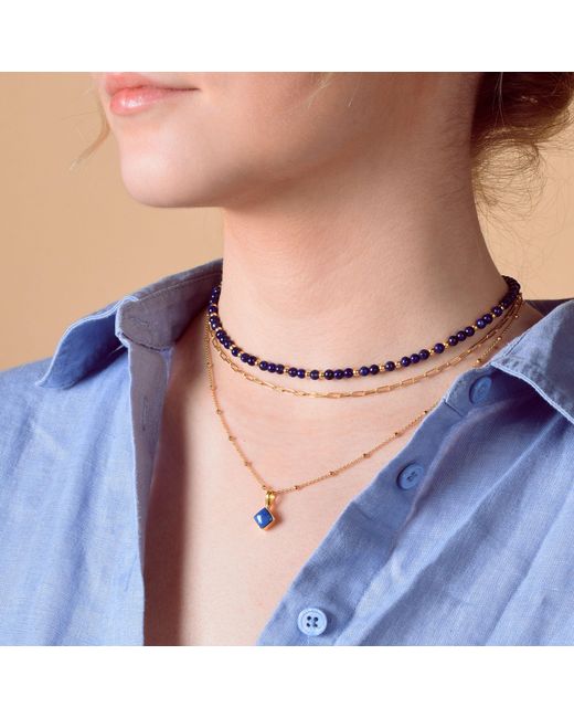 Nellou Jewellery Metallic Jewel Bead September Birthstone Necklace Sterling