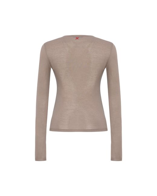 Pcfg Brown Neutrals Silken Touch Sheer Long-Sleeve Top