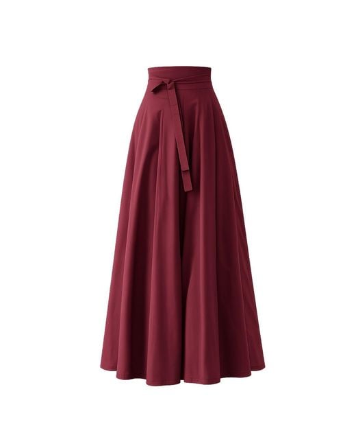 Nikka Place Red Summer Cocktail Maxi Cotton Skirt With High Waist