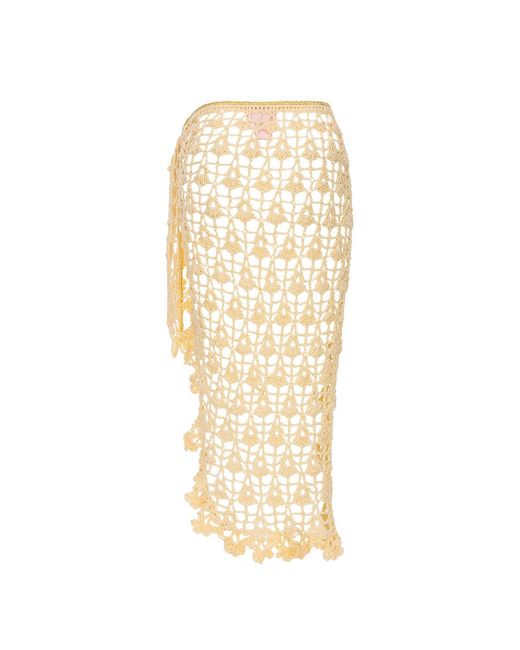 Andreeva Metallic Beach Rose Handmade Crochet Cover-Up