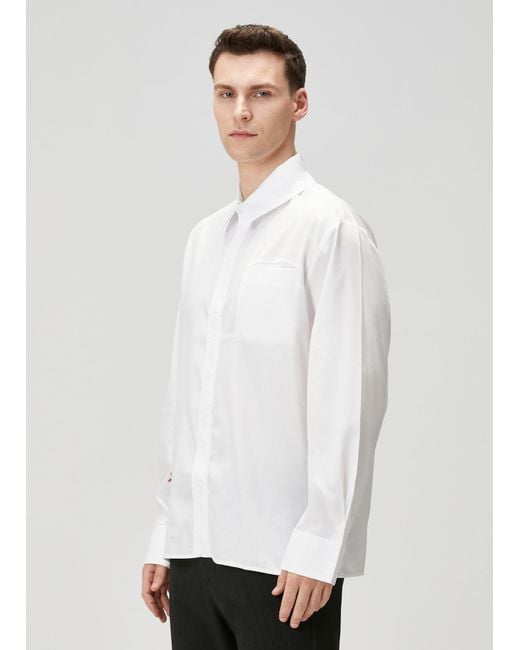 Pcfg White Pure Cotton Woven Shirt With Zip for men