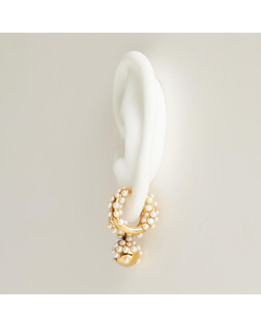 Kasun Metallic Pearl Droplet Hoop Earring Vermeil