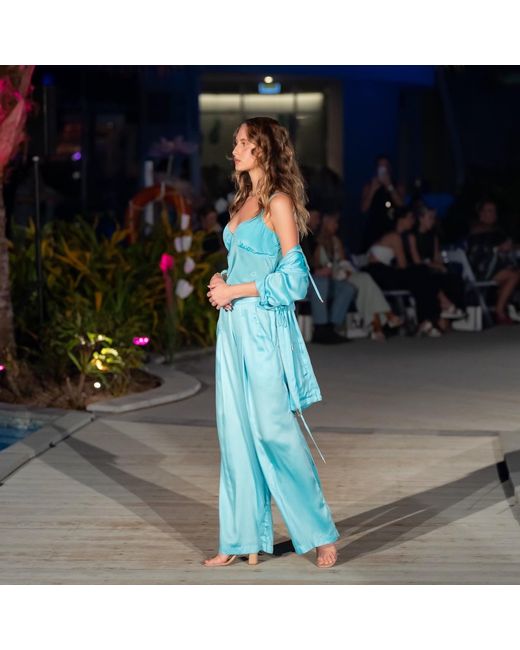 Why Mary Blue Aqua Low Rise Palazzo Pants