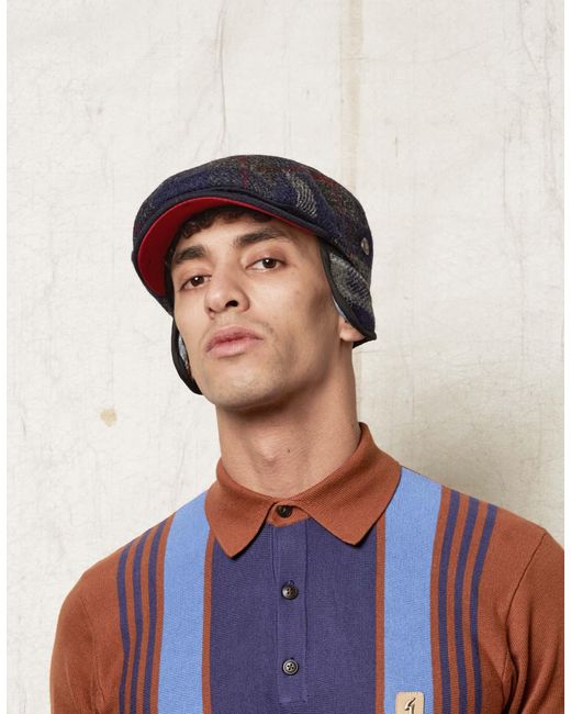 Dasmarca Hats Red Aaron Harris Tweed Wool Cap With Earflaps for men