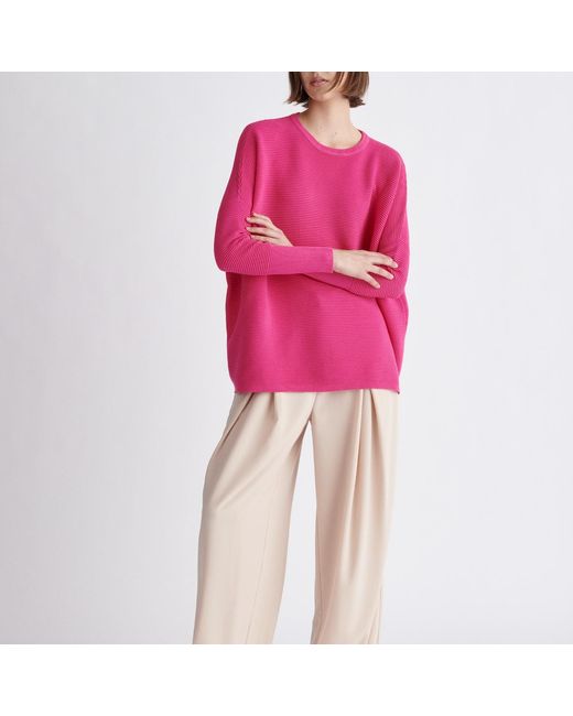 Paisie Ribbed Jumper In Hot Pink