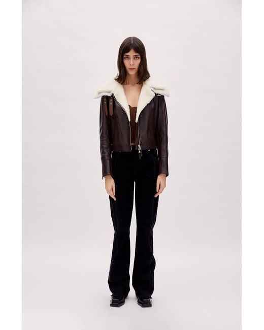 Pcfg Black Double Collar Leather Jacket