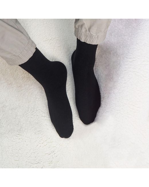 Peper Harow - Made in England Black Plain Bed Socks – for men
