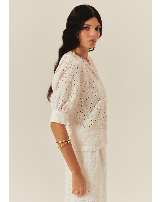 Exquise White Neutrals Nayali Eyelet Blouse
