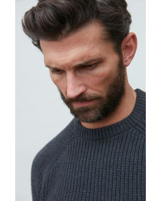 Paul James Knitwear Black Heavyweight Cotton Clark Fisherman Rib Knit Jumper for men