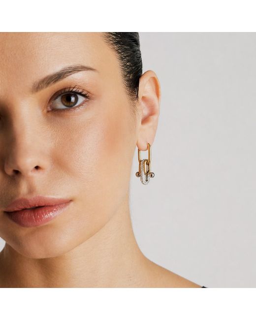 Kirei Metallic Clamp Pavé Hoop Earrings