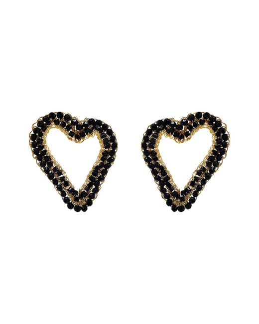 Lavish by Tricia Milaneze Black & Gold Amour Open Posts Handmade Crochet Earrings