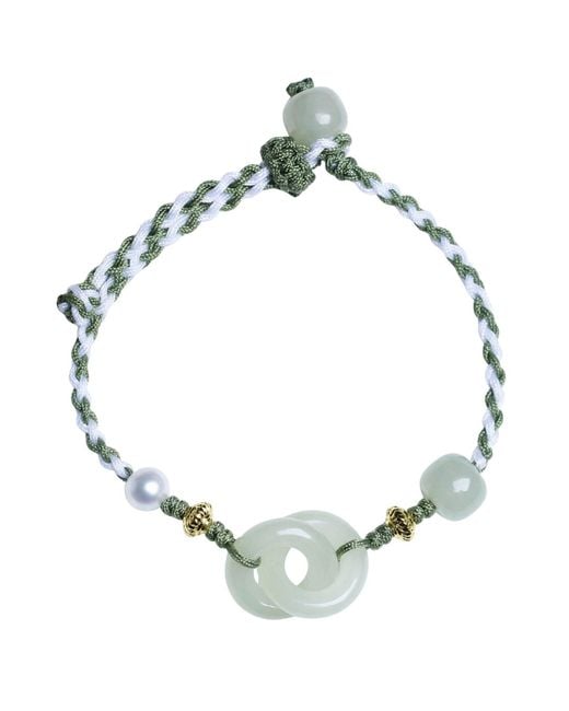 seree Metallic Baby Peace Buckle Jade Interlocking Hoop Bracelet Anklet