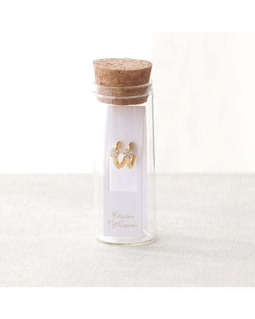 Kris Nations Metallic Twinkle Blossom Huggie Hoop Earrings