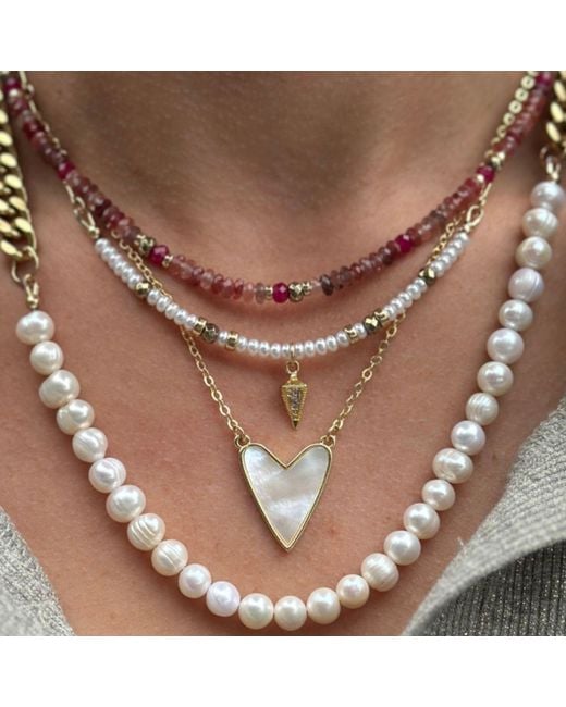 Rachel Nathan Metallic Pearl & Pyrite & Bar Chain With Art Deco Drop Necklace