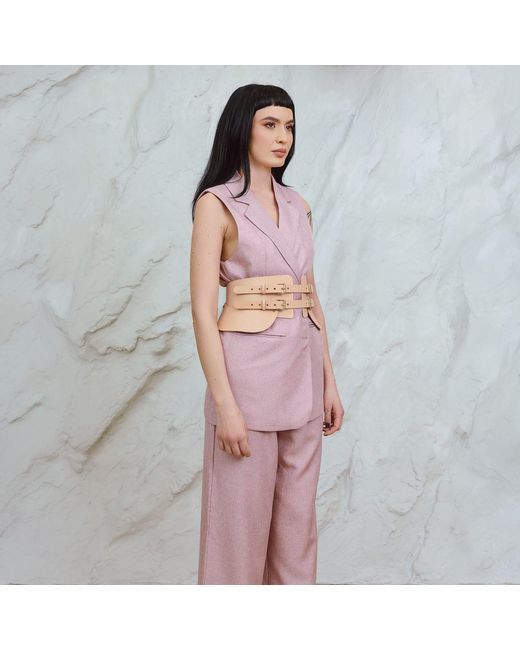 Haute Cuir Natural Neutrals Nude Peplum Maia Corset Belt