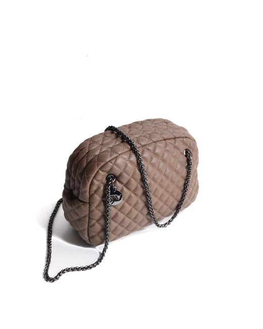 SJW BAGS LONDON Brown Carlton Vegan Leather Quilted Handbag