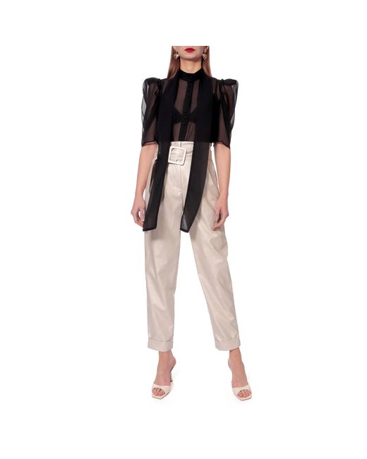 AGGI by HALEWSKI Black Angel Pure Short Puffed Sleeve Chiffon Blouse