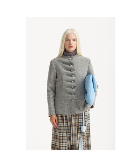 Julia Allert Gray High Waist Long Wide Leg Trousers – Plaid