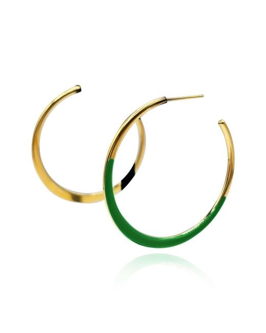 Michael Nash Jewelry Green Ellery And Enamel Hoop Eqrrings