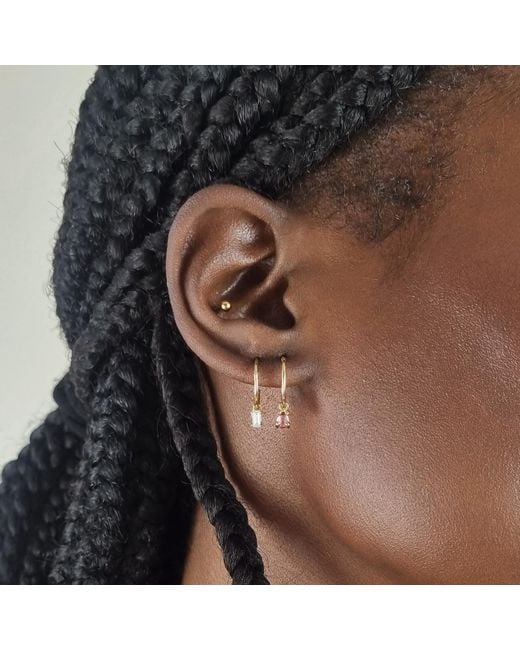 Lee Renee White Baguette Clicker Hoop Earrings