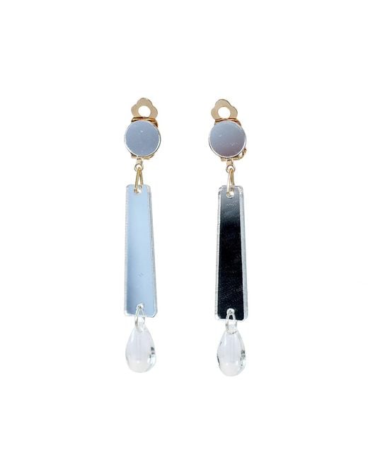 Laura Daili Blue Neutrals Luminous Geometry Clip On Earrings