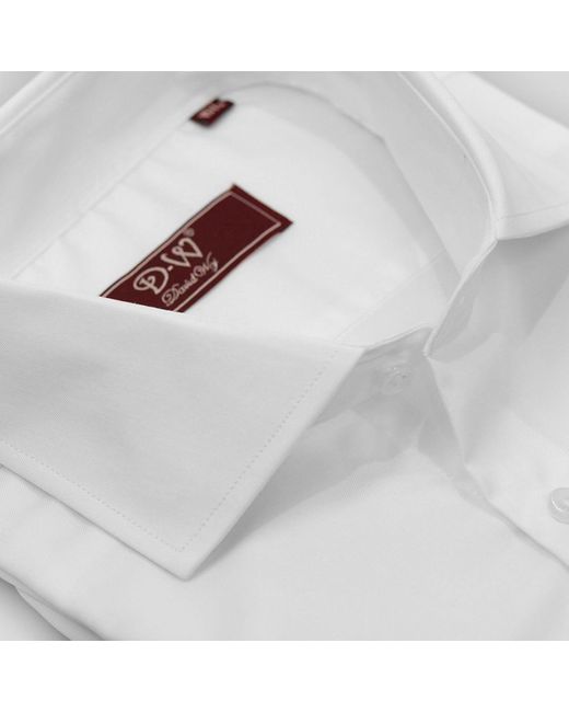 DAVID WEJ White Cutaway Collar Double Cuff Fine Twill Shirt – for men