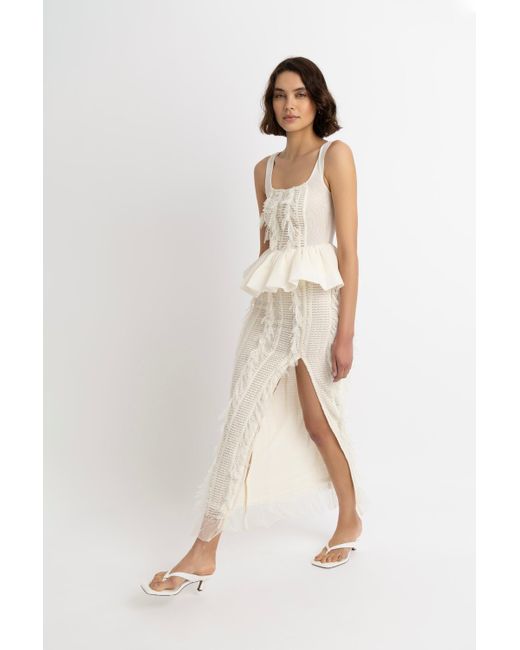 Amy Lynn White Neutrals Calla Ivory Maxi Ruffle Skirt