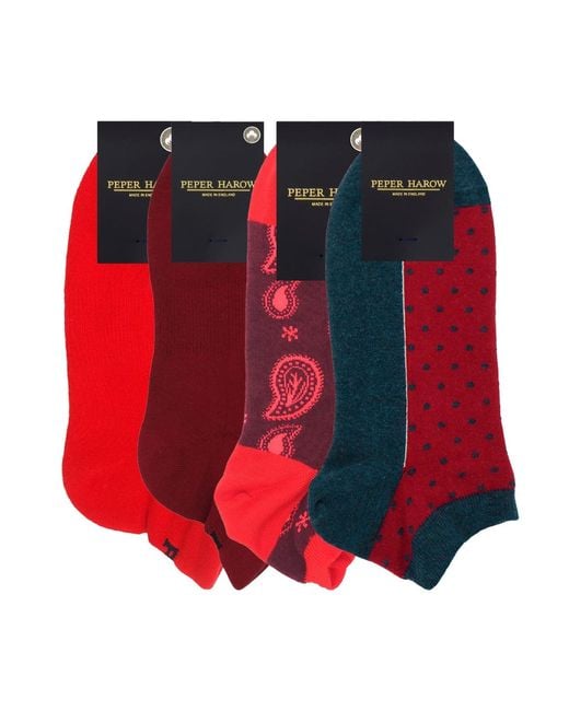Peper Harow - Made in England Red Organic Trainer Socks Bundle – Burgundy