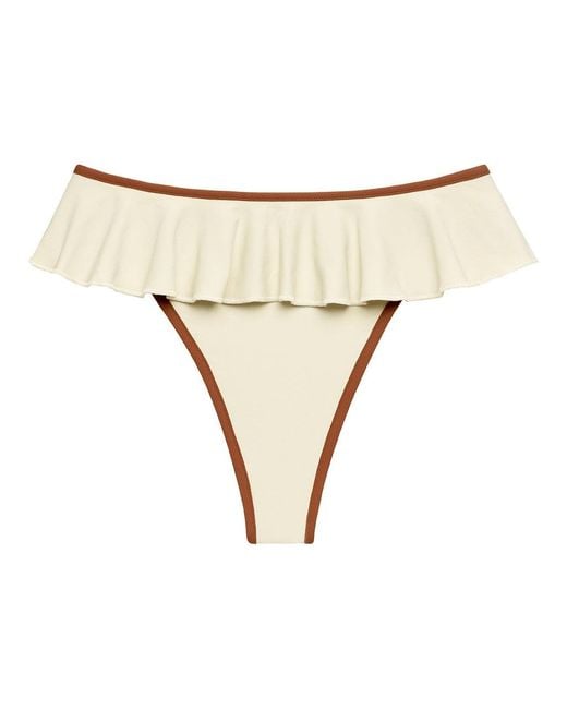 Montce Natural Neutrals Oat Terracotta Binded Tamarindo Ruffle Bikini Bottom