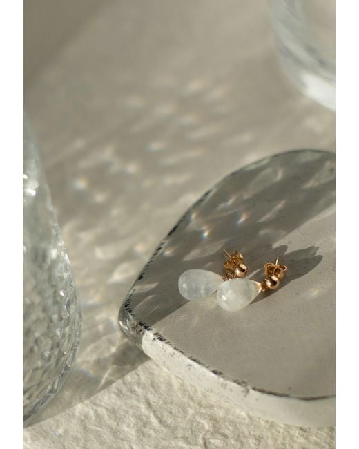 Katy Faye White Neutrals September Moonstone Earrings