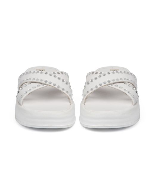 Rettrose White The Willow Luxury Cross Over Embellished Slides