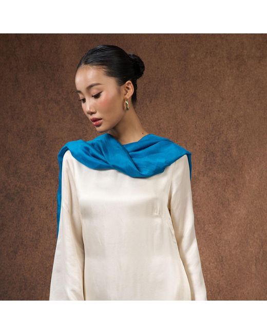 Silk and Bears Blue Silk Scarf – Hand-Dyed Mulberry Silk Shawl, Wedding & Evening Wrap